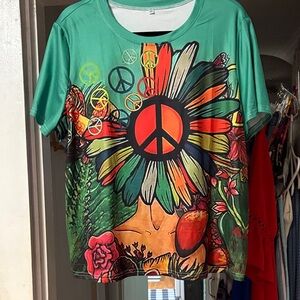 Colorful Peace Sign Graphic T-Shirt